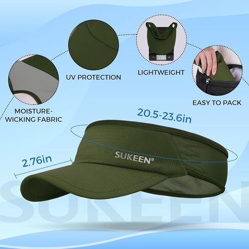 Sukeen Sports Sun Visor Men Women Lightweight Packable Cooling Stretchy Visor Hat for Running, Tennis, Golf Fluorescent Yellow in Saudi Arabia