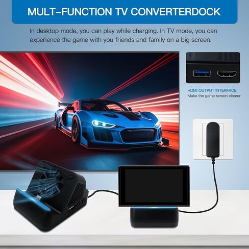 محطة الإرساء مع محول HDMI 4K ملاءمة لـ Nintend Switch ، وضع التلفزيون وسطح المكتب ، مروحة التبريد ، 3 منافذ USB ، وقاعدة غير قابلة للانزلاق ، Black [لعبة فيديو] in Saudi Arabia