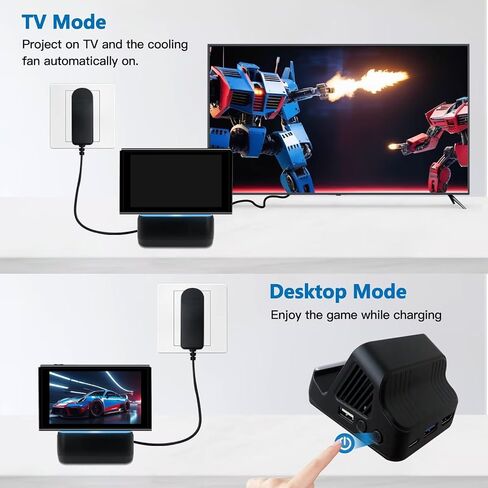 محطة الإرساء مع محول HDMI 4K ملاءمة لـ Nintend Switch ، وضع التلفزيون وسطح المكتب ، مروحة التبريد ، 3 منافذ USB ، وقاعدة غير قابلة للانزلاق ، Black [لعبة فيديو] in Saudi Arabia