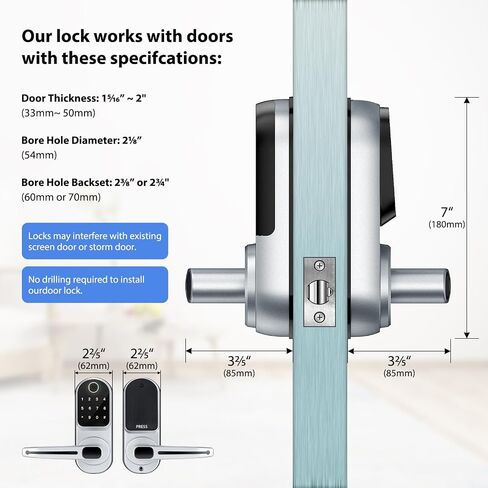 CATCHFACE Smart Fingerprint Lock - Keyless Entry Door Lock with Reversible Handle - Silver in Kuwait