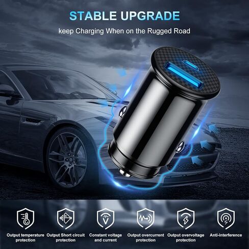 [Apple Certified] iPhone Fast Car Charger,Dual-Port USB A and USB C Charging Adapter with Two Lightning Cable, Type C Car Charging Plug for iPhone 14 Pro/13 Pro Max/12 Mini/11/XS/XR/X/8/iPad in Kuwait