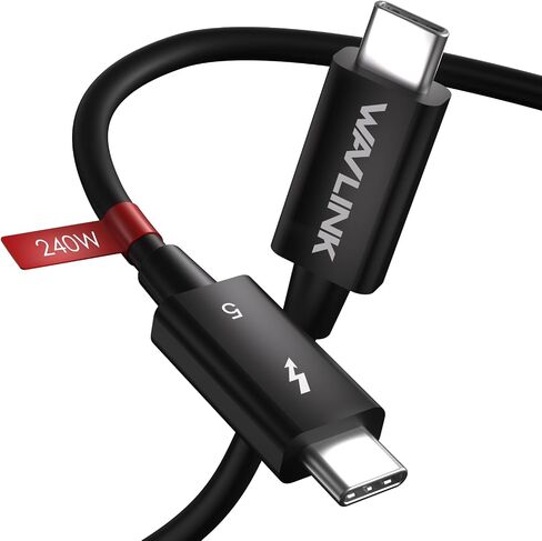 WAVLINK Thunderbolt 5 Cable, 120Gbps Fast Data Transfer and 240W Power Delivery USB-C Cable, 8K/16K Display Support, Backwards Compatible TB4/3/USB4/3, Ideal for Gaming, Laptops, Monitors, Docks-2.6ft in Saudi Arabia