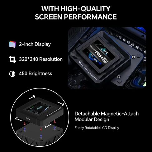 FW360 SE ARGB V2 CPU AIO COWNER SILDER لسطح المكتب ، 2000RPM DAISY CONNECTION CONNECTION MONDS ، شاشة عرض شاشة LCD قابلة للتدوير ، لـ AM4/AM5 & Intel 1700/1851 (أسود) in Kuwait