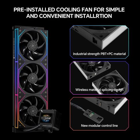 FW360 SE ARGB V2 CPU AIO COWNER SILDER لسطح المكتب ، 2000RPM DAISY CONNECTION CONNECTION MONDS ، شاشة عرض شاشة LCD قابلة للتدوير ، لـ AM4/AM5 & Intel 1700/1851 (أسود) in Kuwait