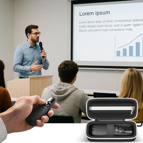 حافظة ANKHOH متوافقة مع جهاز العرض اللاسلكي Logitech R400 جهاز النقر عن بعد، حقيبة تنظيم تخزين المؤشر مع جيب شبكي بسحاب (صندوق فقط)، أسود-أحمر in Saudi Arabia