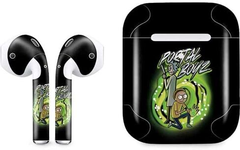 Skinit Decal Audio Skin Compatible with Apple AirPods 2 - Officially Licensed Adult Swim Rick and Morty Portal Boyz Design in Kuwait
