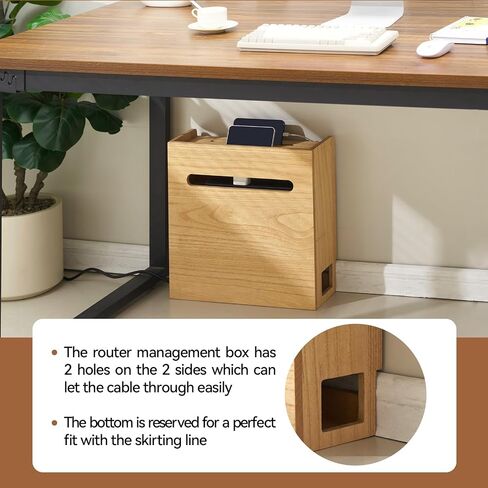 KIRIGEN Wooden WiFi Router Storage Box, 3-Tier Cable Organizer, Brown in Kuwait