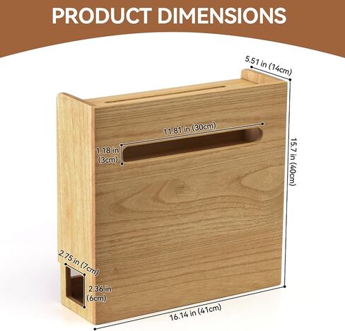 KIRIGEN Wooden WiFi Router Storage Box, 3-Tier Cable Organizer, Brown in Kuwait