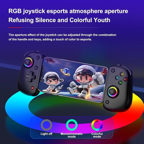 وحدة تحكم ألعاب الأجهزة المحمولة اللاسلكية ، وحدة التحكم في الألعاب السحابية RGB لنظام Android/iOS ، مستشعر Gyro 6 محاور ، مستشعر تأثير القاعة ، مقطع خلفي ، دعم للهاتف المحمول/الكمبيوتر اللوحي (الأسود الداكن) in Kuwait