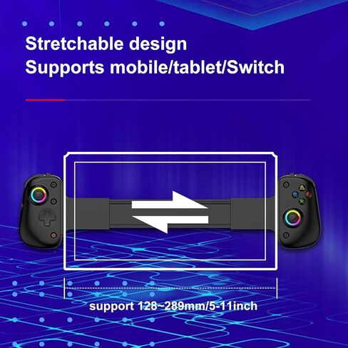 وحدة تحكم ألعاب الأجهزة المحمولة اللاسلكية ، وحدة التحكم في الألعاب السحابية RGB لنظام Android/iOS ، مستشعر Gyro 6 محاور ، مستشعر تأثير القاعة ، مقطع خلفي ، دعم للهاتف المحمول/الكمبيوتر اللوحي (الأسود الداكن) in Kuwait