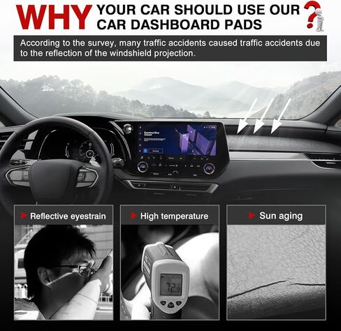 حصيرة غطاء لوحة القيادة من Autorder لعام 2021 2022 2023 2024 ملحقات Buick Envision غطاء داش من الفلانيل حصيرة داش ظلة وهج الأشعة فوق البنفسجية حامي (محرك اليد اليسرى مع HUD) in Saudi Arabia