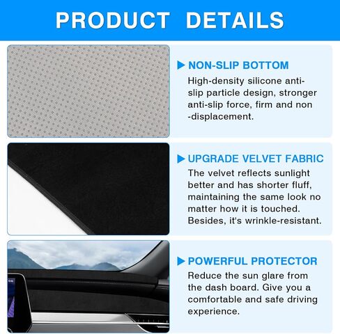حصيرة غطاء لوحة القيادة من Autorder لعام 2021 2022 2023 2024 ملحقات Buick Envision غطاء داش من الفلانيل حصيرة داش ظلة وهج الأشعة فوق البنفسجية حامي (محرك اليد اليسرى مع HUD) in Saudi Arabia