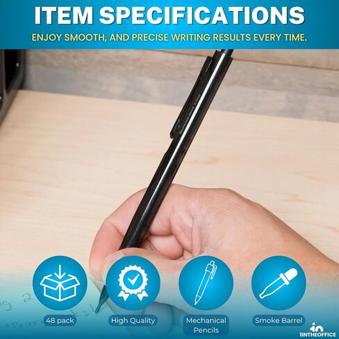 1InTheOffice Mechanical Pencils 0.7mm, 2.5, HB Lead, Black Lead, Smoke Barrel (24 Pack) in Saudi Arabia