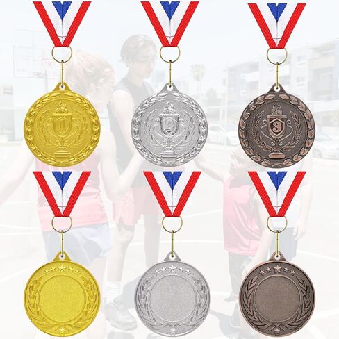 Medals for Awards, 12 Pieces Gold Metal Medals Winner Medal with Ribbon Necklace for Sports Day Prizes, Gymnastics Competitions, Party Gifts, Kids Adults in Saudi Arabia