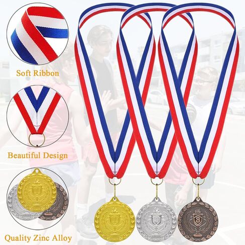 Medals for Awards, 12 Pieces Gold Metal Medals Winner Medal with Ribbon Necklace for Sports Day Prizes, Gymnastics Competitions, Party Gifts, Kids Adults in Saudi Arabia