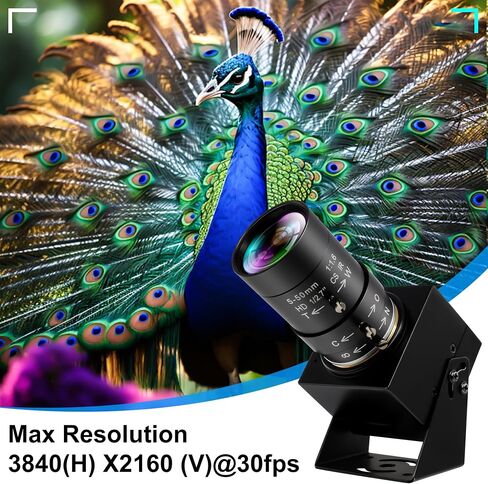 8MP 4K USB Camera, 2.8-12mm 4X Optical Manual Zoom Lens, 2160P Webcam, Plug and Play for OpenCV, Video Conference, Laptop, Raspberry Pi, Jetson Nano, Mac OS in Kuwait