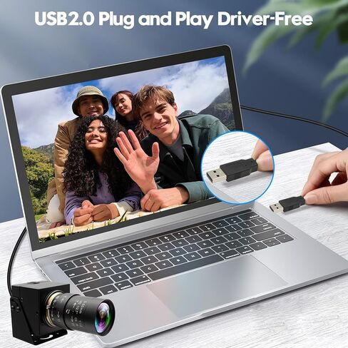 8MP 4K USB Camera, 2.8-12mm 4X Optical Manual Zoom Lens, 2160P Webcam, Plug and Play for OpenCV, Video Conference, Laptop, Raspberry Pi, Jetson Nano, Mac OS in Kuwait