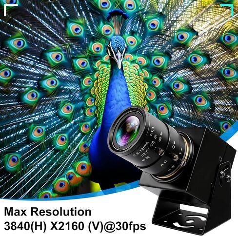 كاميرا ويب IFWAETR USB كاميرا ويب 4K مع عدسة تكبير بصري 2.8-12 مم 4X 2160P OpenCV كاميرا ويب للتكبير والتصغير عن قرب مع ميكروفون وكاميرا مؤتمرات للكمبيوتر والكمبيوتر المحمول Jetson Nano وRaspberry Pi in Kuwait
