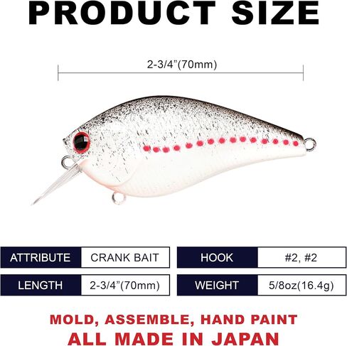 Lucky Craft LC 2.5 سحر الصيد الصامت Crankbait ، 2-3/8 "مربع بيل كرانكبايت ، سحر باس ، الطعم الثابت عمق 4 أقدام ، بطل معدات الصيد في المياه العذبة ومعالجة مربع الإكسسوارات in Kuwait