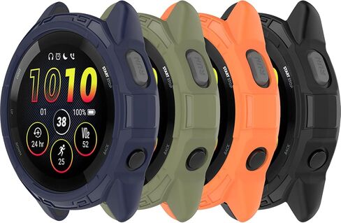 Protector Cover for Garmin Forerunner 265 Case Soft TPU Anti-Scratch Bezel Bumper Coverage Rugged Protective Frame Resistant Shell for Garmin Forerunner 265 Watch (Black&Blue&ArmyGreen&Orange) in Saudi Arabia