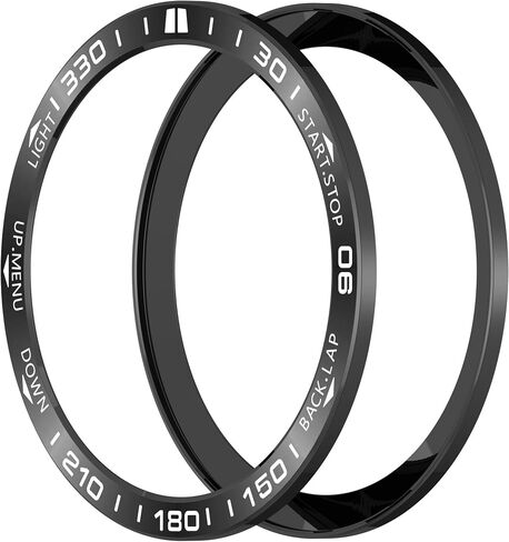 Speed Bezel Ring Compatible with Garmin Fenix 8 AMOLED 43MM 47MM 51MM Bezel Adhesive Cover Anti-Scratch Metal Protection Frame Case Cover Loop (Black&Silver, 43MM) in Saudi Arabia