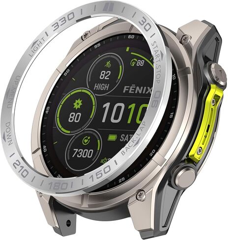 Speed Bezel Ring Compatible with Garmin Fenix 8 AMOLED 43MM 47MM 51MM Bezel Adhesive Cover Anti-Scratch Metal Protection Frame Case Cover Loop (Black&Silver, 43MM) in Saudi Arabia