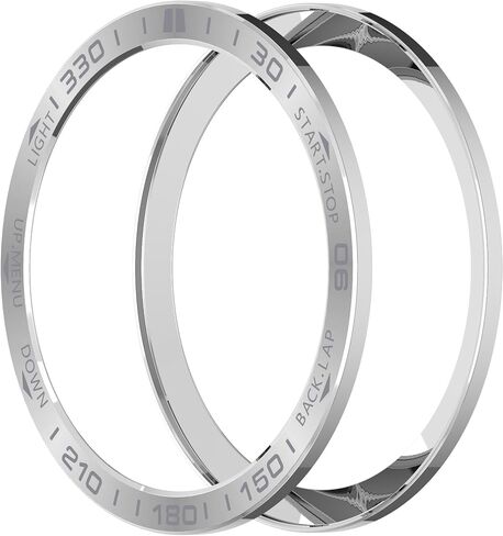 Speed Bezel Ring Compatible with Garmin Fenix 8 AMOLED 43MM 47MM 51MM Bezel Adhesive Cover Anti-Scratch Metal Protection Frame Case Cover Loop (Black&Silver, 43MM) in Saudi Arabia