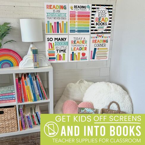Hadley Designs 6 Motivational Reading Strategies Posters – Classroom and Library Decorations for Elementary School, Reading Corner and Literacy Wall Art – Colorful Classroom Decor in Saudi Arabia