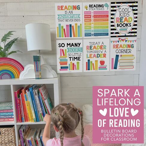 Hadley Designs 6 Motivational Reading Strategies Posters – Classroom and Library Decorations for Elementary School, Reading Corner and Literacy Wall Art – Colorful Classroom Decor in Saudi Arabia