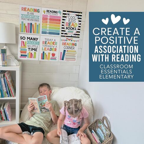 Hadley Designs 6 Motivational Reading Strategies Posters – Classroom and Library Decorations for Elementary School, Reading Corner and Literacy Wall Art – Colorful Classroom Decor in Saudi Arabia