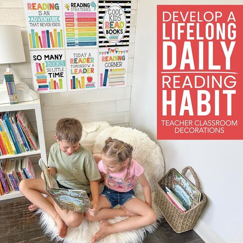 Hadley Designs 6 Motivational Reading Strategies Posters – Classroom and Library Decorations for Elementary School, Reading Corner and Literacy Wall Art – Colorful Classroom Decor in Saudi Arabia