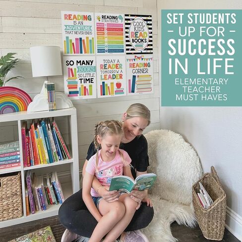 Hadley Designs 6 Motivational Reading Strategies Posters – Classroom and Library Decorations for Elementary School, Reading Corner and Literacy Wall Art – Colorful Classroom Decor in Saudi Arabia