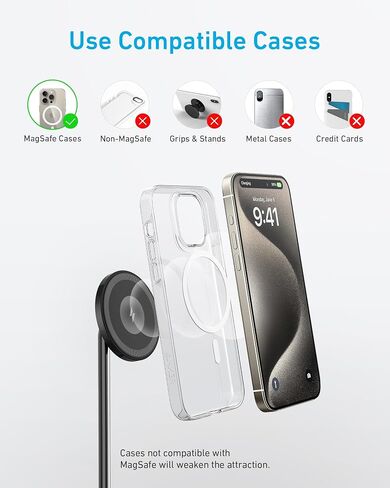 Anker iPhone 16 Wireless Charging Stand, PowerWave 2-in-1 Magnetic Stand Lite with USB-C Cable, for iPhone 16/16 Pro/16 Plus/16 Pro Max/15/14/13 Series, AirPods 2/Pro (No AC Adapter) in Saudi Arabia