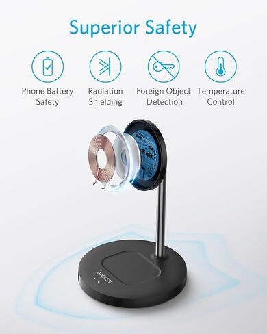 Anker iPhone 16 Wireless Charging Stand, PowerWave 2-in-1 Magnetic Stand Lite with USB-C Cable, for iPhone 16/16 Pro/16 Plus/16 Pro Max/15/14/13 Series, AirPods 2/Pro (No AC Adapter) in Saudi Arabia