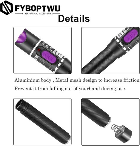 3pc 30MW 30KM Visual Fault Locator VFL Fiber Optic Tester Fiber Optic Cable Tester with 1pcs Singlemode 9/125um FC Male to LC Female Adapter in Kuwait