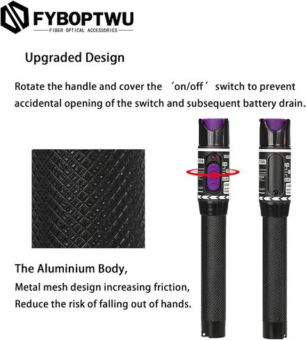 3pc 30MW 30KM Visual Fault Locator VFL Fiber Optic Tester Fiber Optic Cable Tester with 1pcs Singlemode 9/125um FC Male to LC Female Adapter in Kuwait