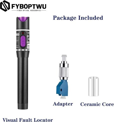 3pc 30MW 30KM Visual Fault Locator VFL Fiber Optic Tester Fiber Optic Cable Tester with 1pcs Singlemode 9/125um FC Male to LC Female Adapter in Kuwait
