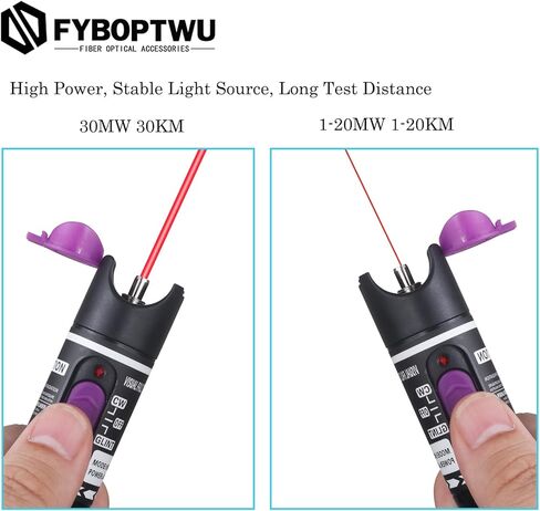 3pc 30MW 30KM Visual Fault Locator VFL Fiber Optic Tester Fiber Optic Cable Tester with 1pcs Singlemode 9/125um FC Male to LC Female Adapter in Kuwait