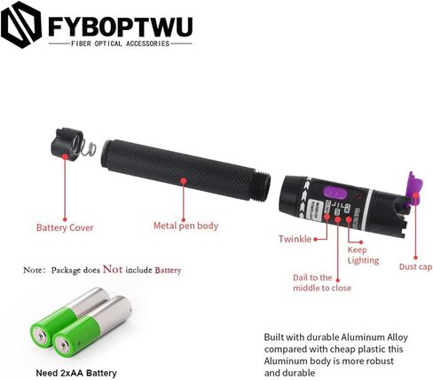 3pc 30MW 30KM Visual Fault Locator VFL Fiber Optic Tester Fiber Optic Cable Tester with 1pcs Singlemode 9/125um FC Male to LC Female Adapter in Kuwait