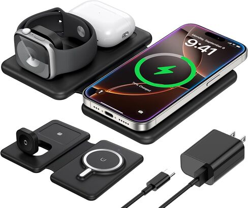 Wireless Charger for iPhone-3 in 1 Charging Station for Apple Multiple Devices, Travel Charger for iPhone 16 15 14 13 12 pro max & AirPods 4/3/Pro & Apple Watch in Saudi Arabia