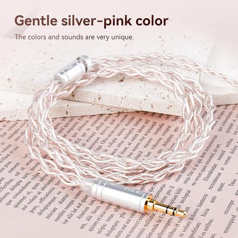KBEAR FanMusic 2Pin IEM Cable, 6N OFC Silver-Plated Earphone Upgraded Cords Headphone Extension Wire, in Ear Monitors Cable for Audiophile Musician, 3.5mm Gold-Plated Plug (Silver Pink, 2PIN 3.5MM) in Kuwait