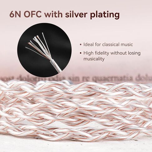 KBEAR FanMusic 2Pin IEM Cable, 6N OFC Silver-Plated Earphone Upgraded Cords Headphone Extension Wire, in Ear Monitors Cable for Audiophile Musician, 3.5mm Gold-Plated Plug (Silver Pink, 2PIN 3.5MM) in Kuwait