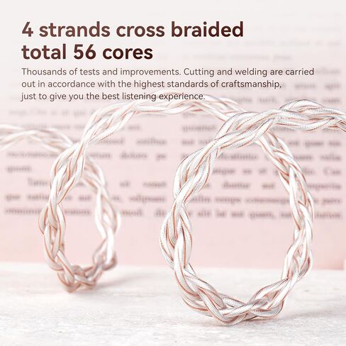 KBEAR FanMusic 2Pin IEM Cable, 6N OFC Silver-Plated Earphone Upgraded Cords Headphone Extension Wire, in Ear Monitors Cable for Audiophile Musician, 3.5mm Gold-Plated Plug (Silver Pink, 2PIN 3.5MM) in Kuwait