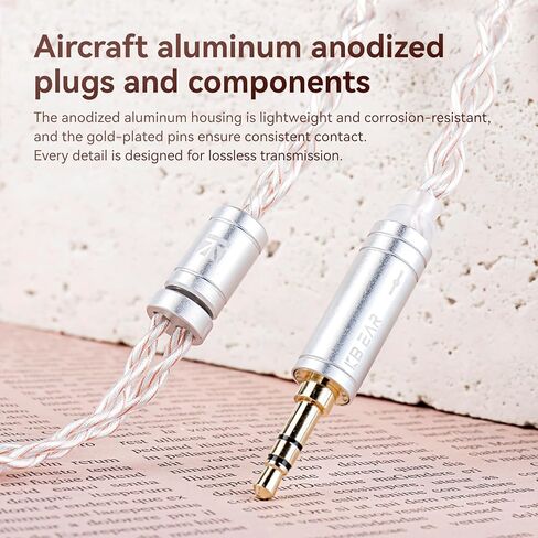 KBEAR FanMusic 2Pin IEM Cable, 6N OFC Silver-Plated Earphone Upgraded Cords Headphone Extension Wire, in Ear Monitors Cable for Audiophile Musician, 3.5mm Gold-Plated Plug (Silver Pink, 2PIN 3.5MM) in Kuwait