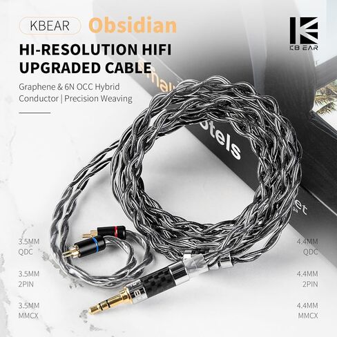 KBEAR P34 IEM Cable, 5N 2-Strands 98-Core OFC Silver-Plated HiFi Earphone Upgrade 2Pin Cable, Interchangeable 3.5mm/4.4mm Plug, in Ear Monitors Headphones Replacement Wire for Audiophile Musician in Kuwait