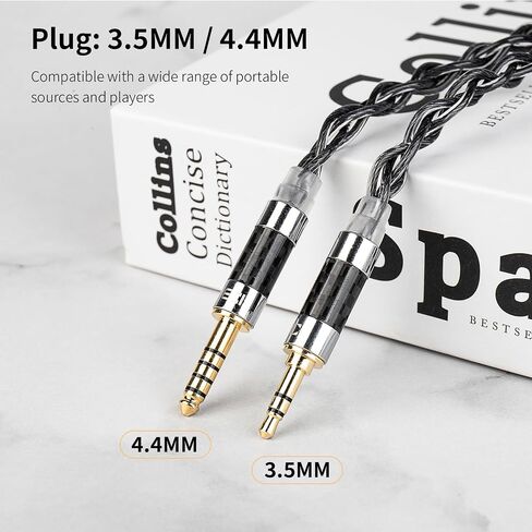 KBEAR P34 IEM Cable, 5N 2-Strands 98-Core OFC Silver-Plated HiFi Earphone Upgrade 2Pin Cable, Interchangeable 3.5mm/4.4mm Plug, in Ear Monitors Headphones Replacement Wire for Audiophile Musician in Kuwait