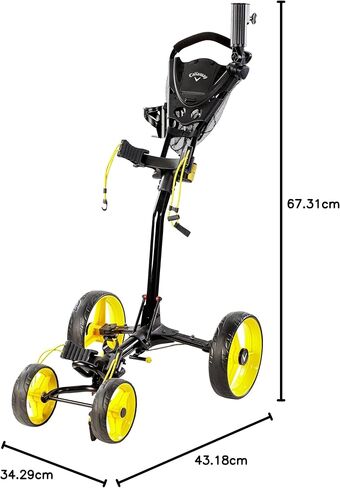 Callaway Trek Golf Push Cart 4-Wheel Compact Push Cart For Golf Clubs, Black/Yellow in Saudi Arabia
