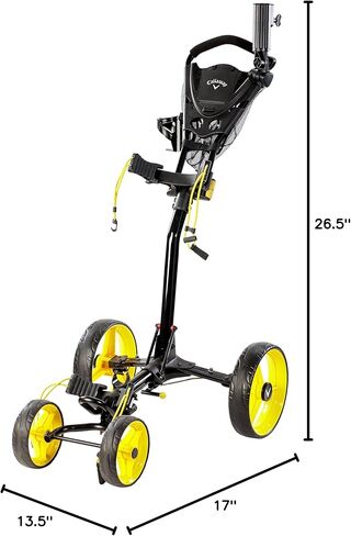 Callaway Trek Golf Push Cart 4-Wheel Compact Push Cart For Golf Clubs, Black/Yellow in Saudi Arabia
