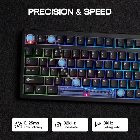 EPOMAKER HE80 Hall Effect Gaming Keyboard, 8K Polling & 32K Scan, Creamy Gasket, DKS, SOCD, Hot-Swappable, RGB Backlit, Wired Gaming Keyboard for PC & Mac (Black) in Kuwait