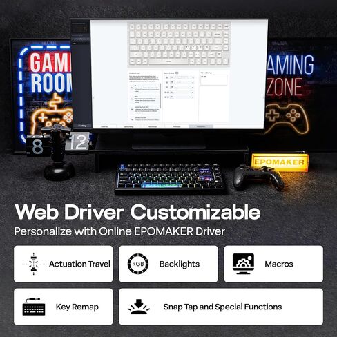 EPOMAKER HE80 Hall Effect Gaming Keyboard, 8K Polling & 32K Scan, Creamy Gasket, DKS, SOCD, Hot-Swappable, RGB Backlit, Wired Gaming Keyboard for PC & Mac (Black) in Kuwait